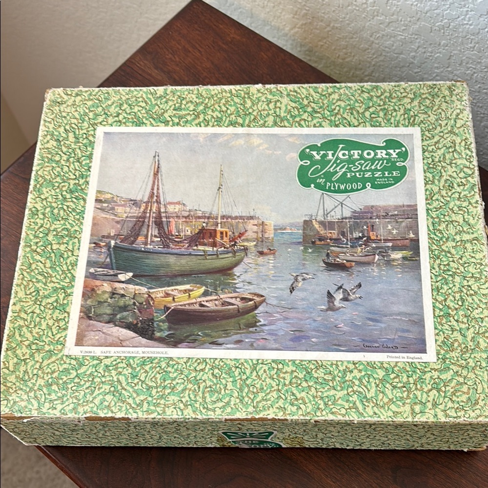 1950s Victory Jigsaw Plywood Puzzle “Safe Anchorage, Mousehole” 500 piece